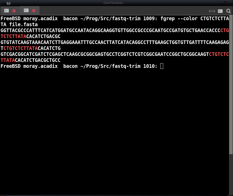 Colorized grep output