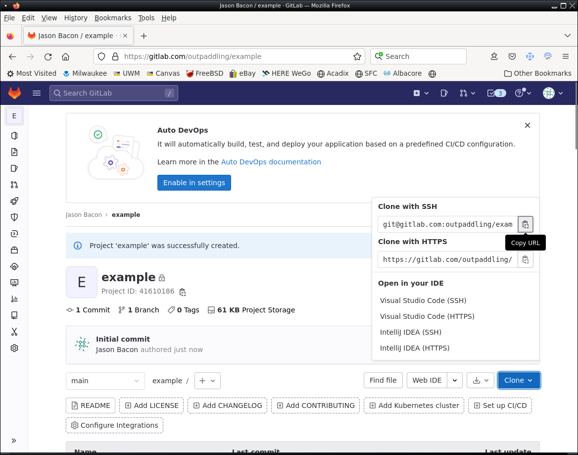 Getting the Gitlab Clone URL